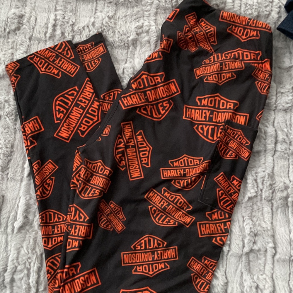 Harley-Davidson Kids Leggings with Bold Orange Logos